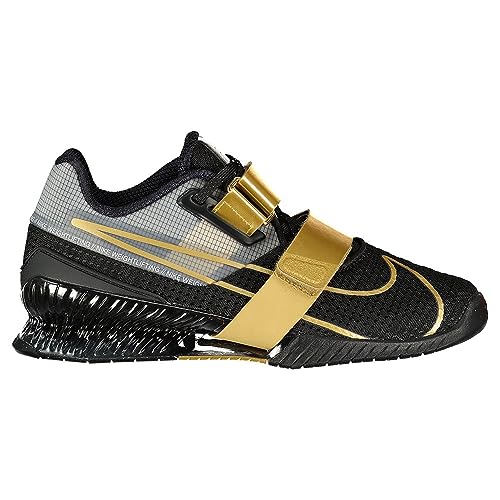 Nike Tênis masculino de ginástica, Preto/ouro metálico/branco/ouro